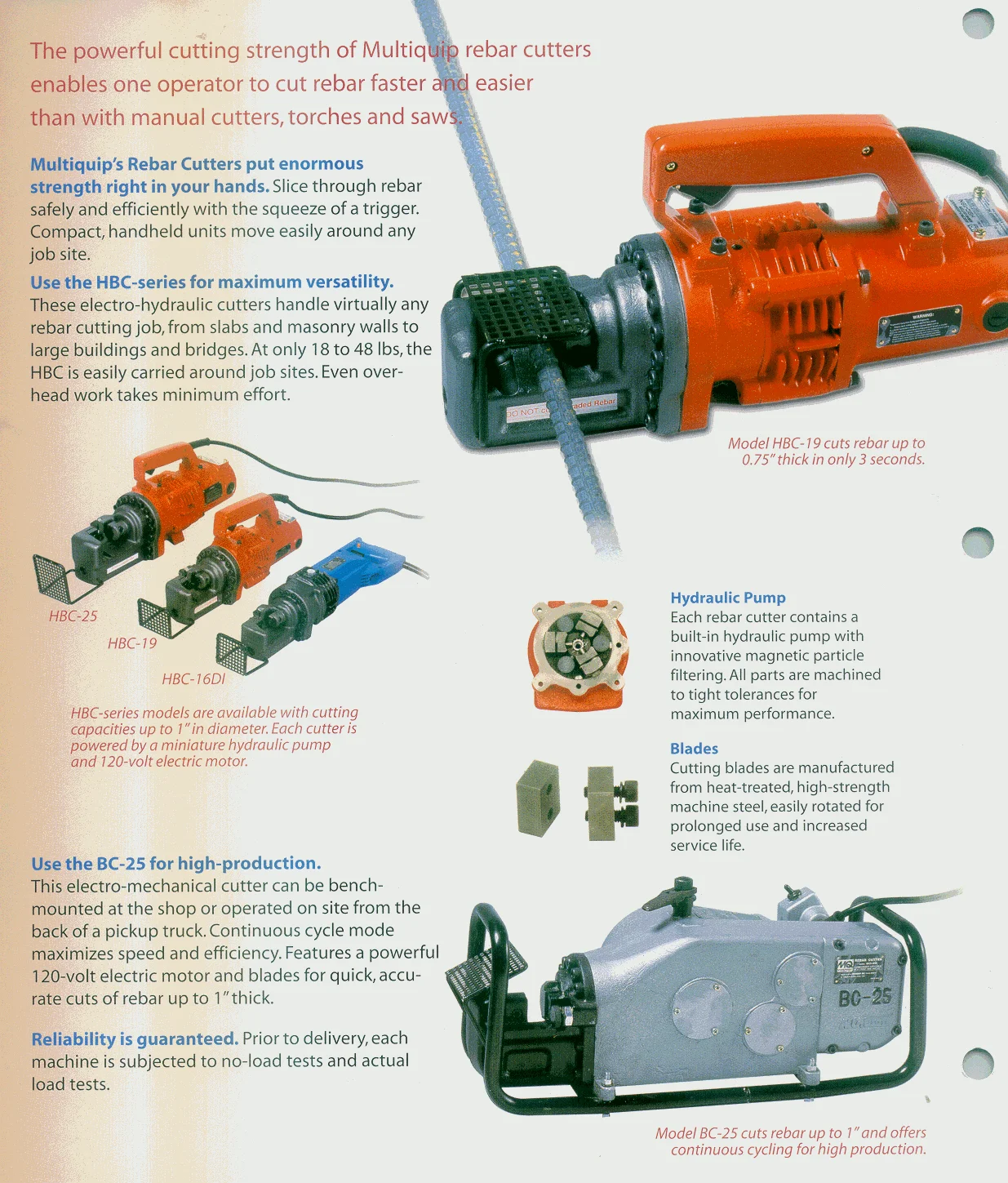 rebar cutter specifications